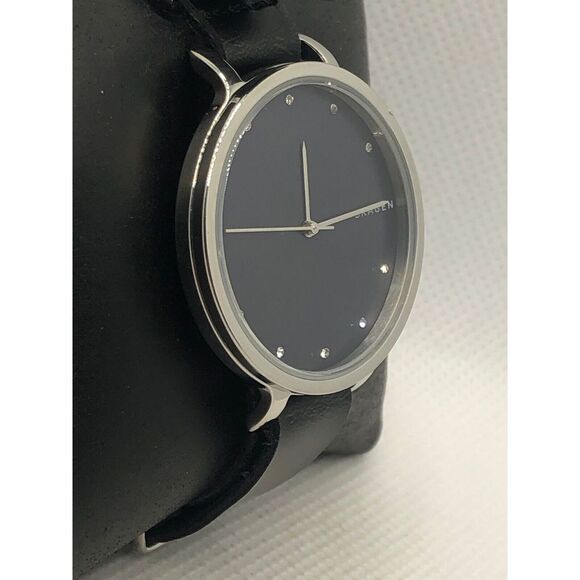 Skagen SKW2582 Women's Black Leather Analog Blue Dial Quartz Genuine Watch KS285 - Picture 3 of 9